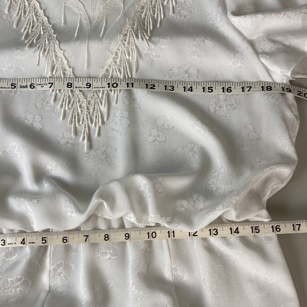 Vintage White Floral Jacquard Satin Garden Party Dress - Picture 12 of 16